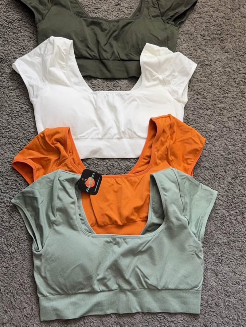 Square Neck Crop Top - Sage, White, Orange, Olive